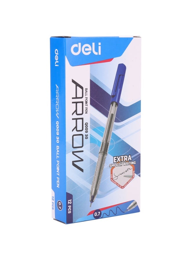 Deli 12-Piece Arrow Ballpoint Pen 0.7mm Blue Ink - Image 1